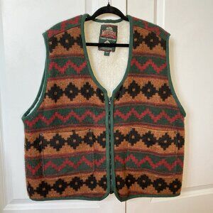 Vintage Windriver Southwestern Wool Blend Full  Zip Fleece Lined Vest Mens Large